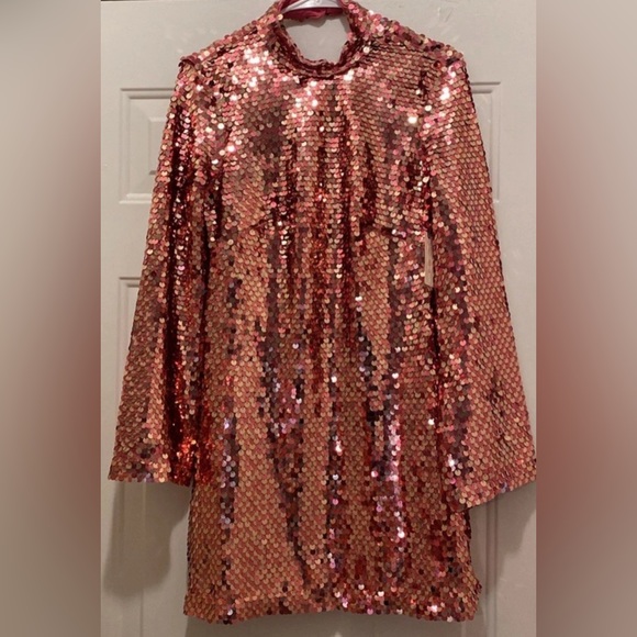 Anthropologie Maeve Pink Sequin Mini Dress NWT - Picture 6 of 9